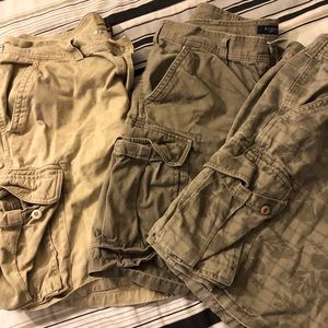 3 pairs of khaki cargo shorts. 36 waist.